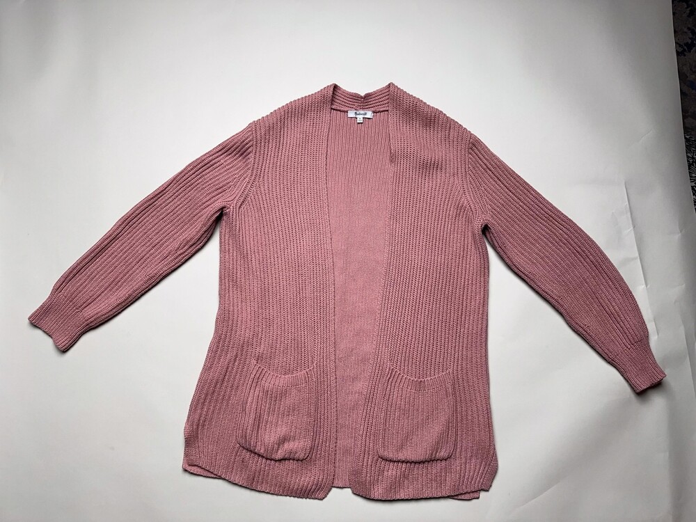 Madewell Sweater Womens Extra Small Pink Open Front Cardigan Pocket Knit K8166